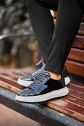 Monvero Black Patent Leather Platform Sneakers.