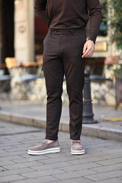 Men’s Brown Slim-Fit Trousers.