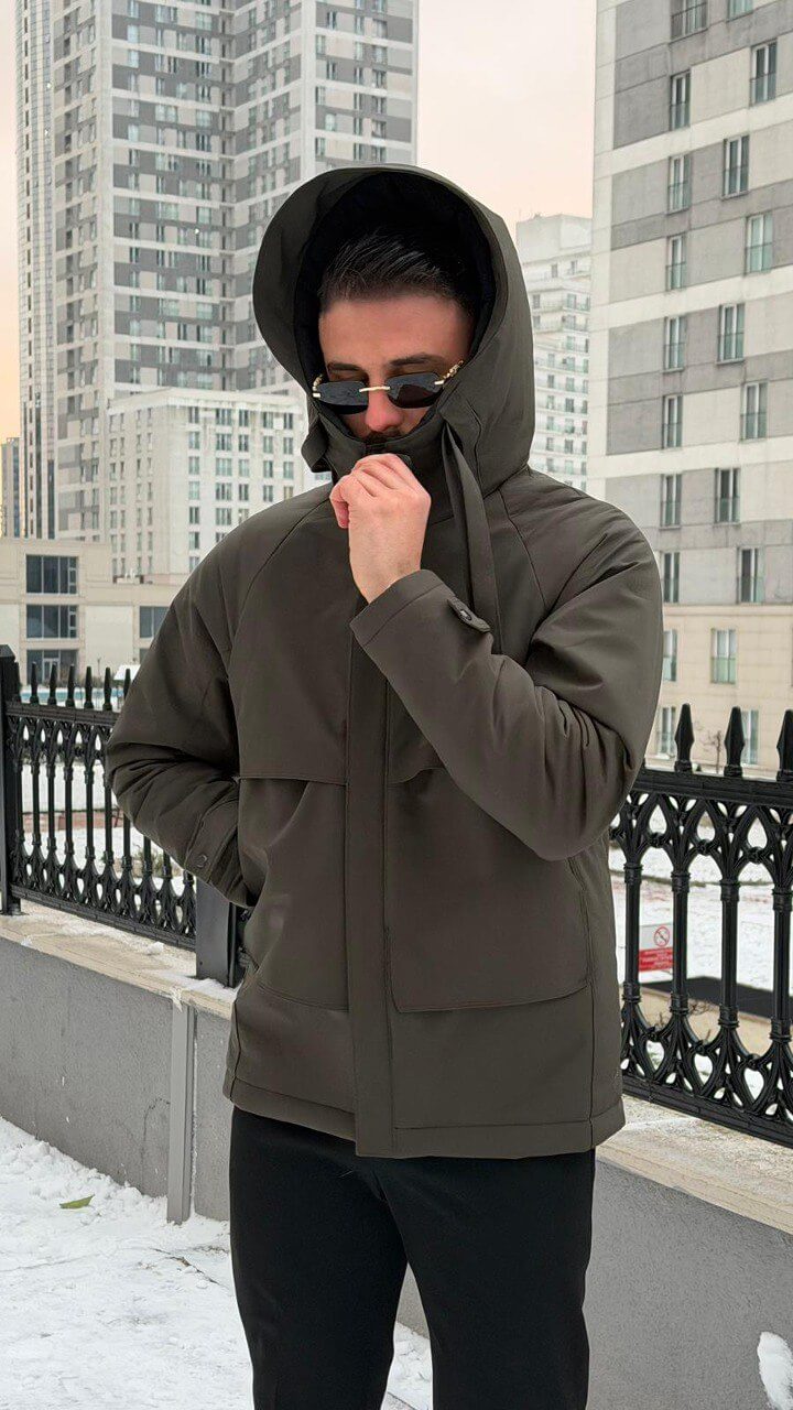 Monvero Men’s Khaki Hooded Winter Parka Jacket