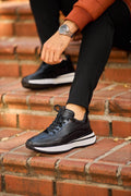 Monvero Black Premium Leather Sole Sneakers.