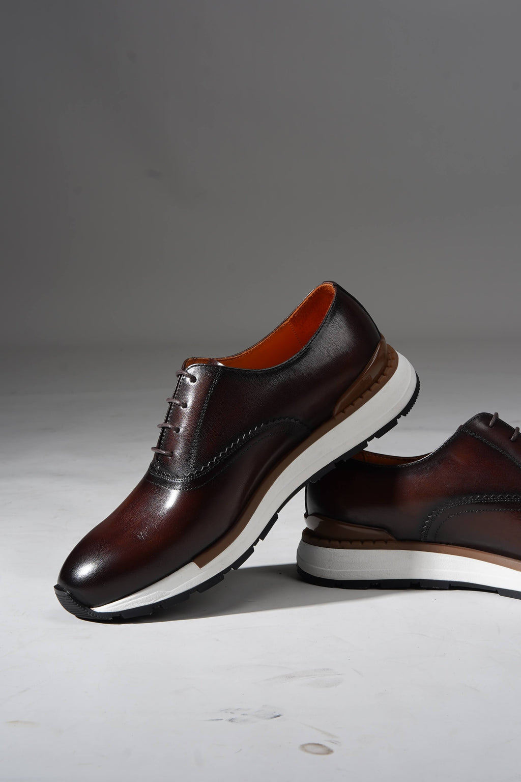 Monvero Men’s Brown Leather Luxury Sneakers