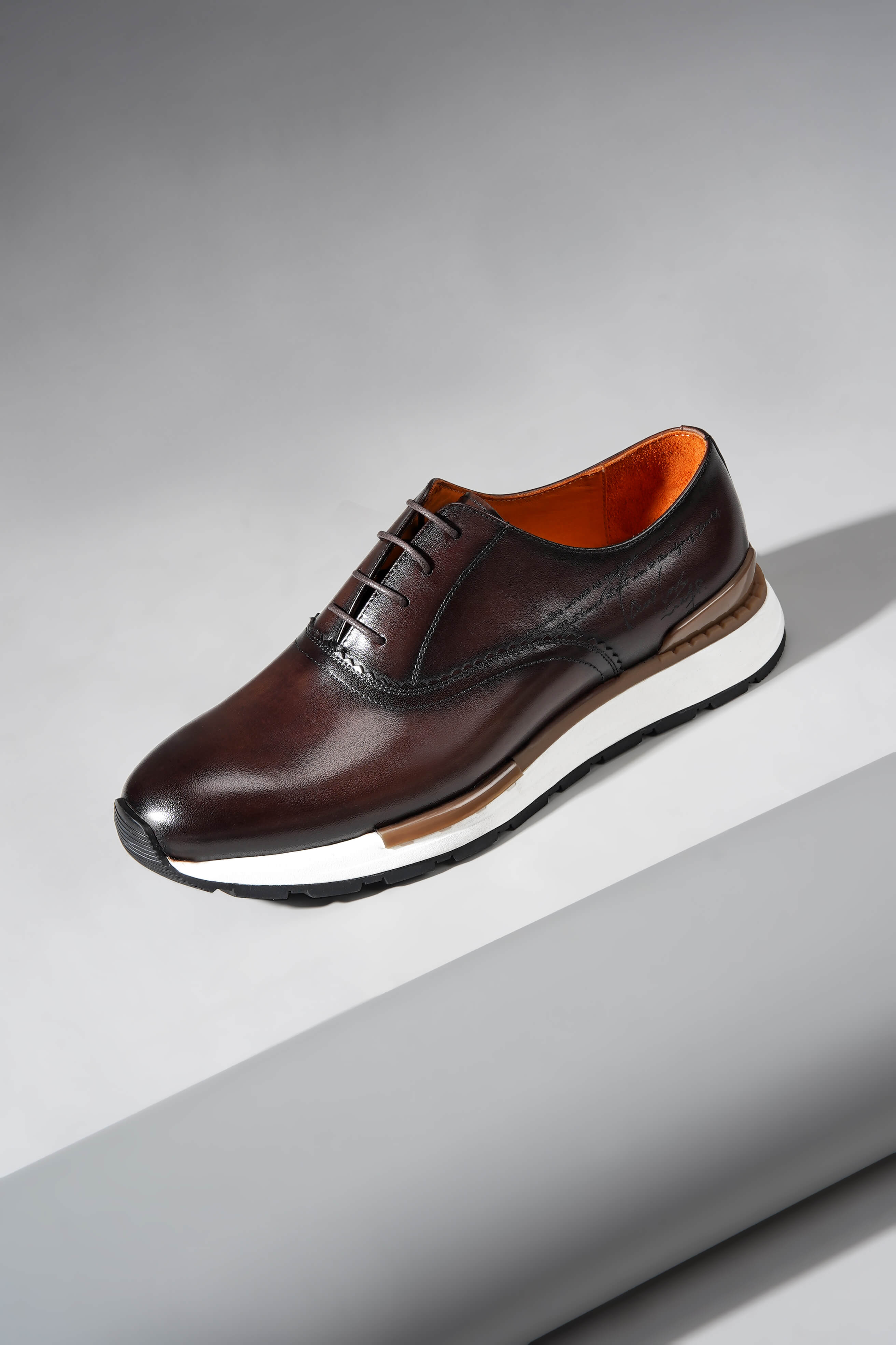 Monvero Men’s Brown Leather Luxury Sneakers