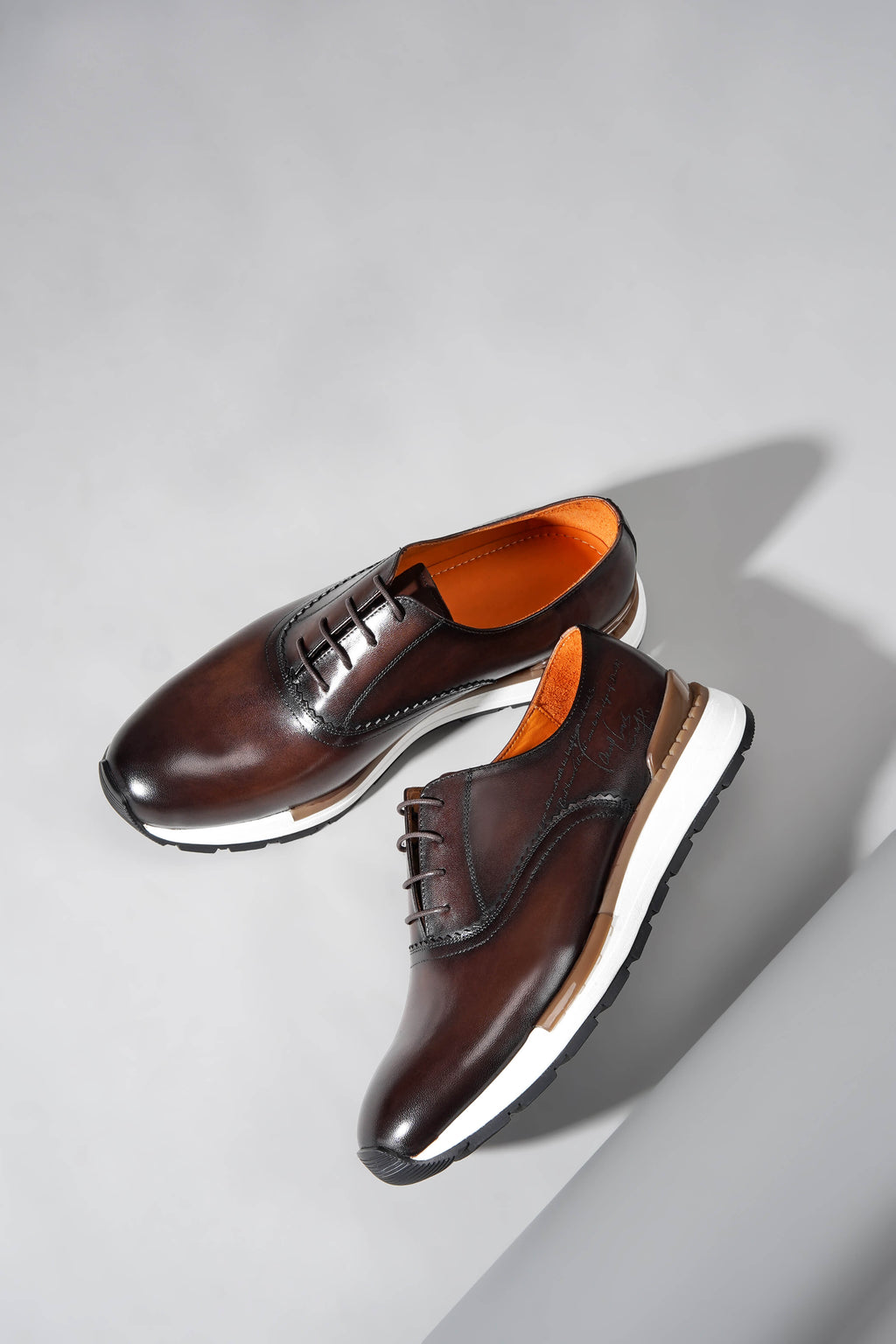 Monvero Men’s Brown Leather Luxury Sneakers