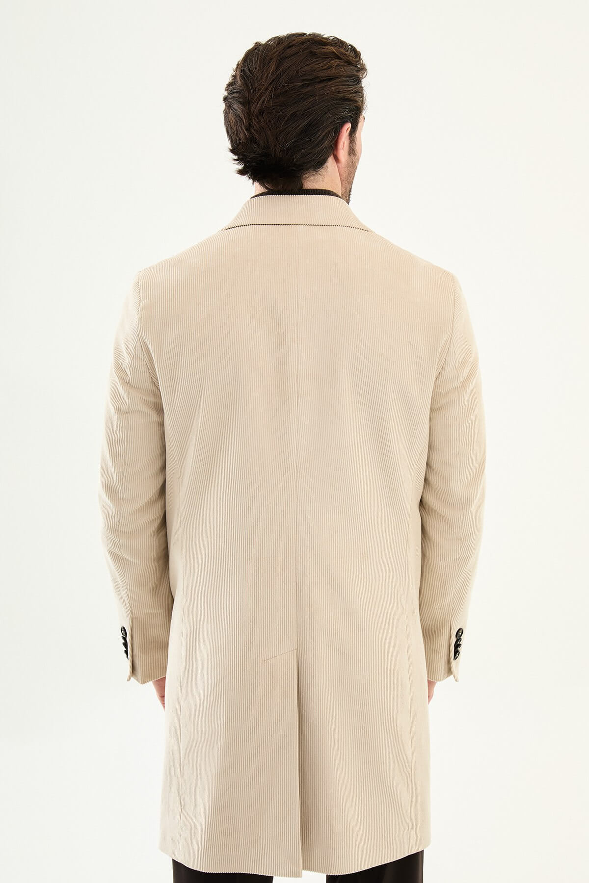 Monvero Men's Beige Double-Breasted Coat.