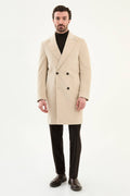 Monvero Men's Beige Double-Breasted Coat.
