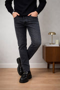 Monvero Men's Black Slim Fit Jeans.