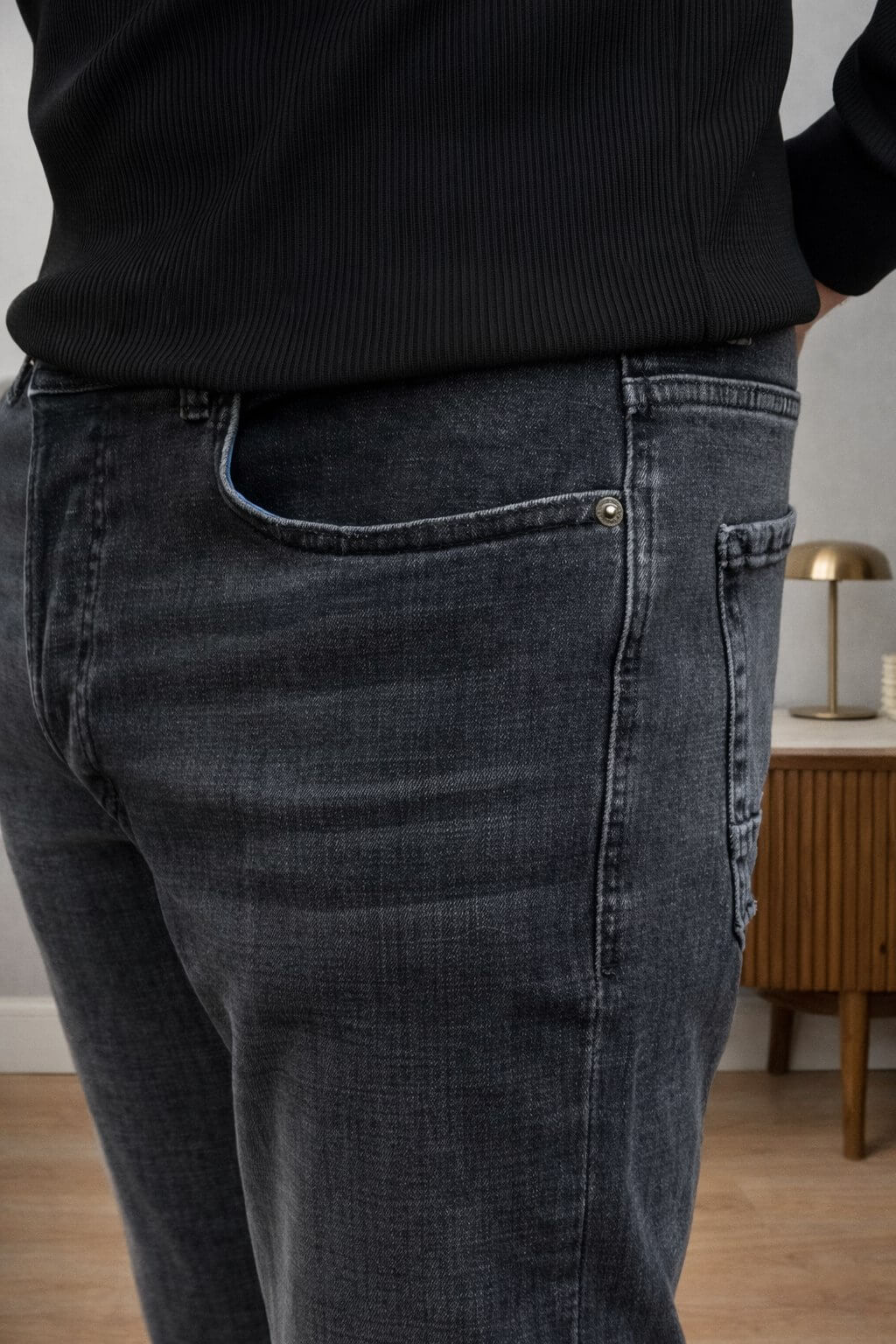 Monvero Men's Black Slim Fit Jeans.