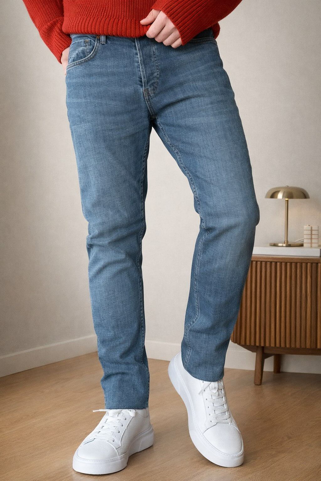 Monvero Men's Blue Slim Fit Jeans.