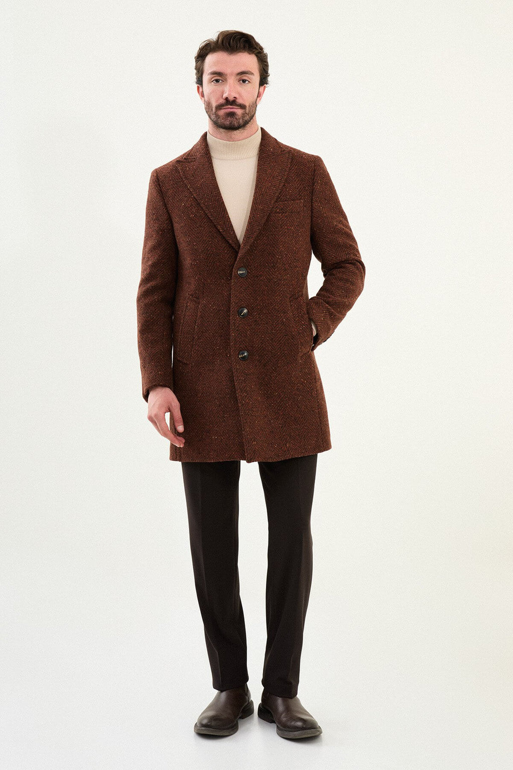 Monvero Men's Tile Double Breasted Coat.