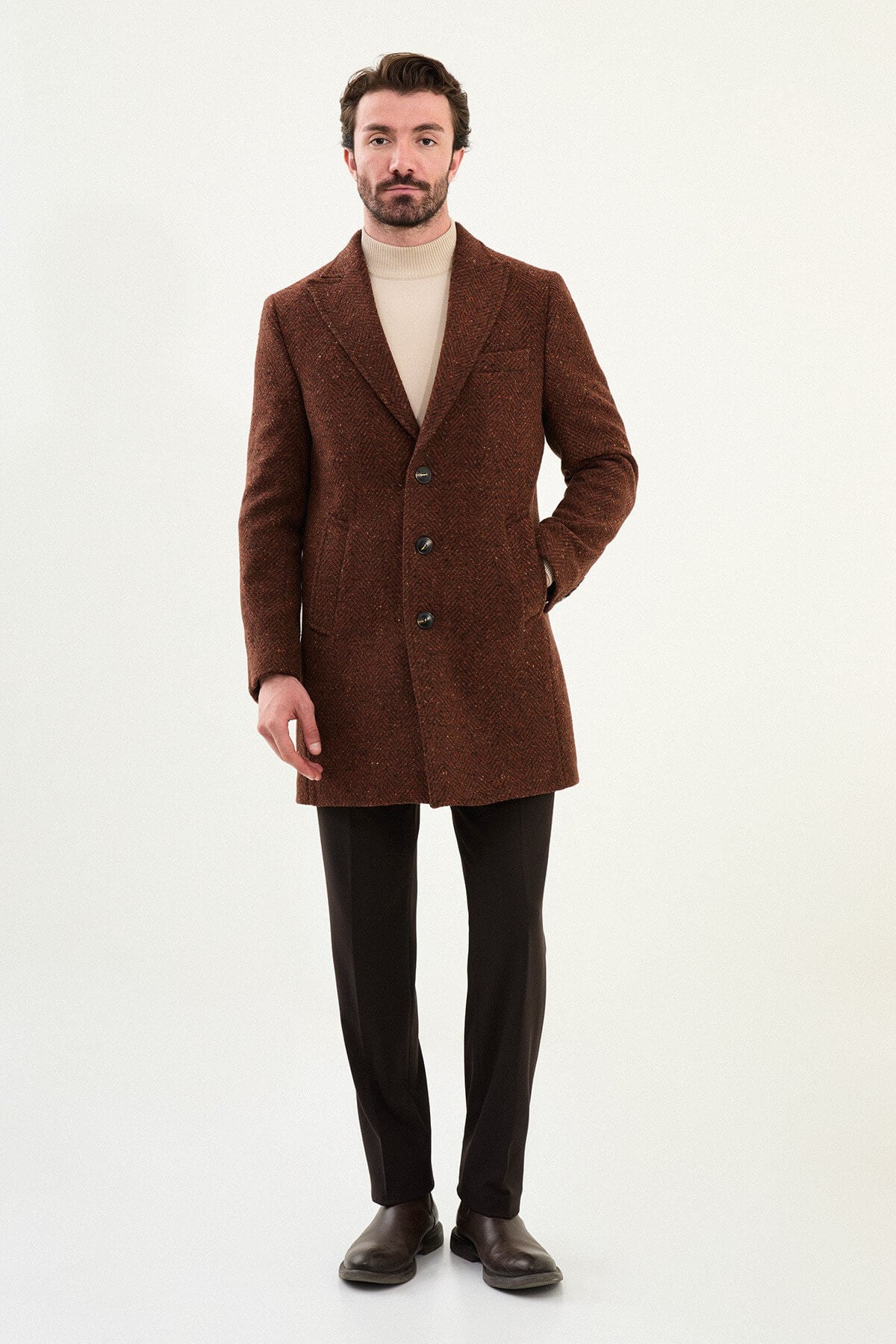 Monvero Men's Tile Double Breasted Coat.