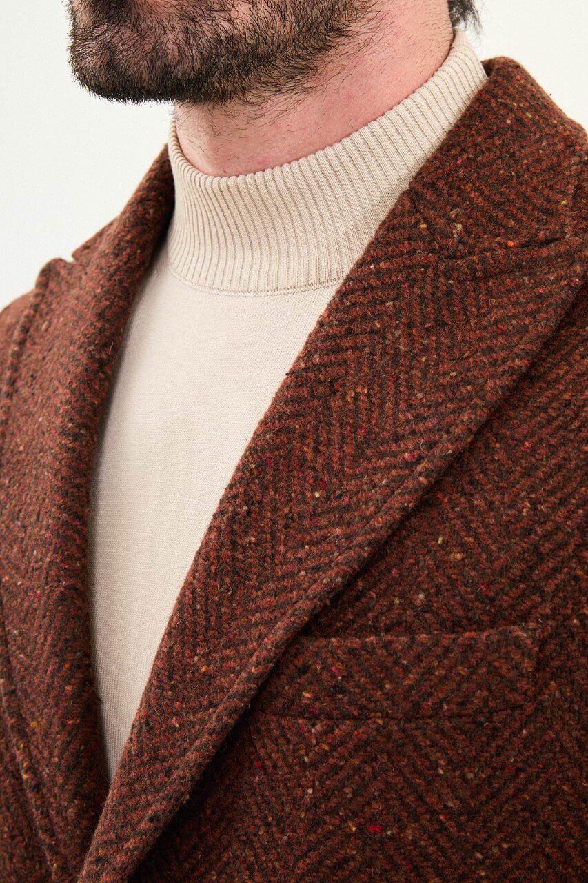 Monvero Men's Tile Double Breasted Coat.