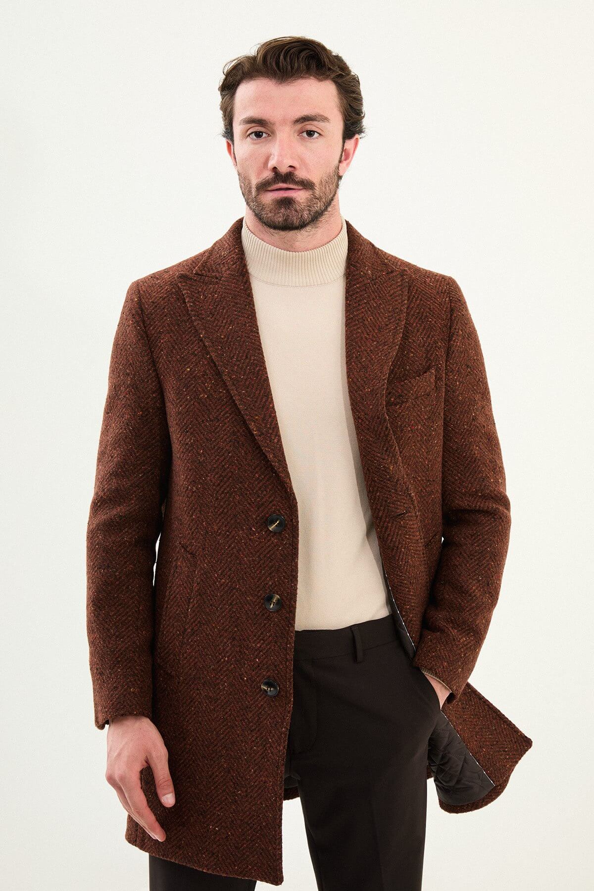 Monvero Men's Tile Double Breasted Coat.