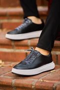 Monvero Black Luxe Leather Platform Sneakers.